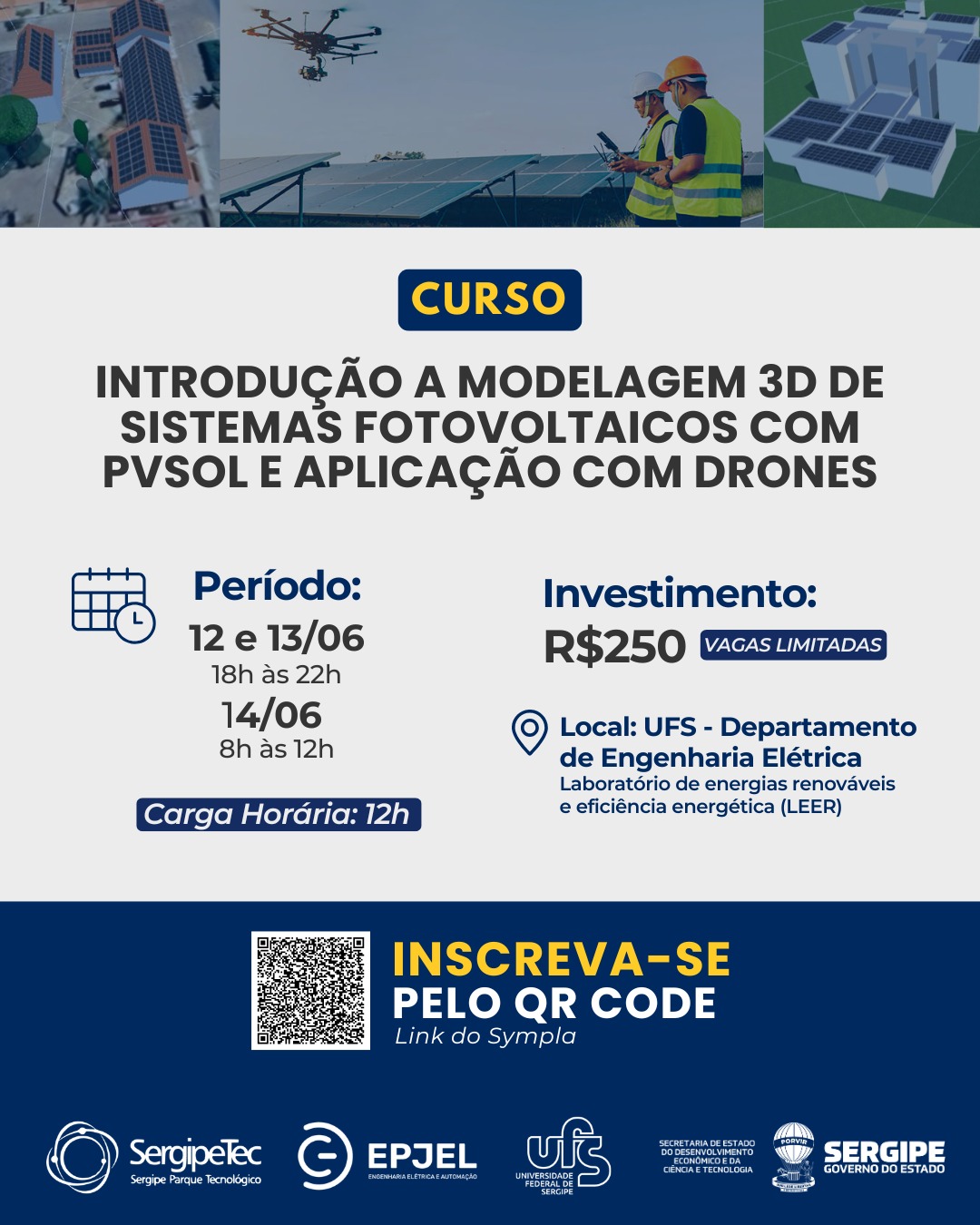 Curso de Introdução à Modelagem 3D de Sistemas Fotovoltaicos com PVSOL e Aplicação com Drones está com inscrições abertas